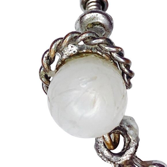 Vintage 1930s Czechoslovakia Art Deco Silver Tone Chandelier Screw Back Earrings - Picture 5 of 12